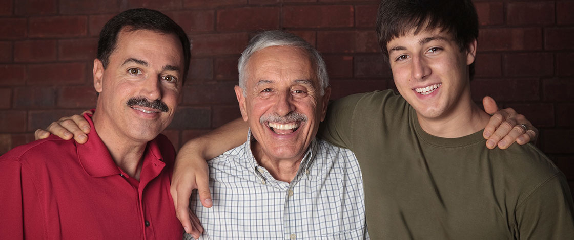 teenage boy with his dad and grandfather