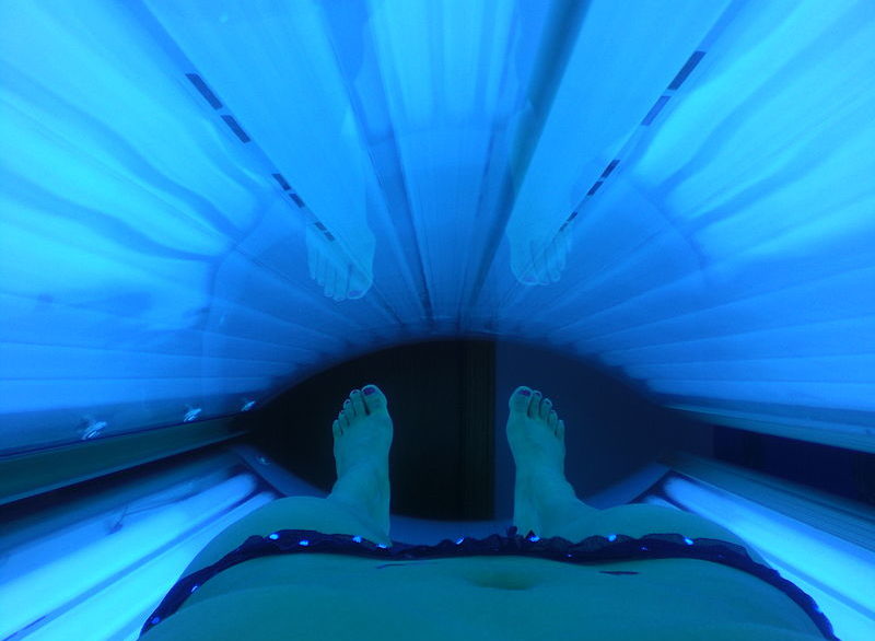 woman on a tanning bed