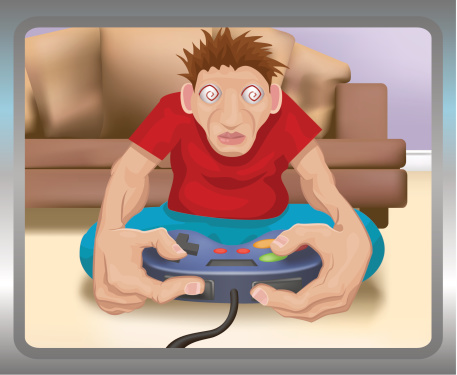cartoon of a man gaming