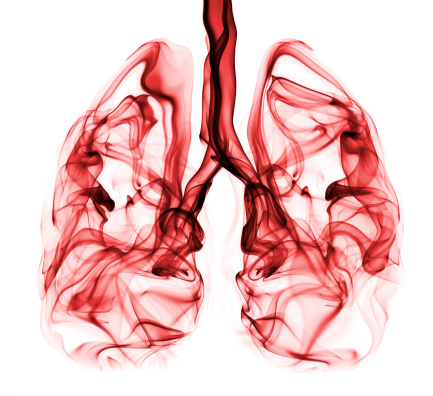 red smoke in the shape of lungs