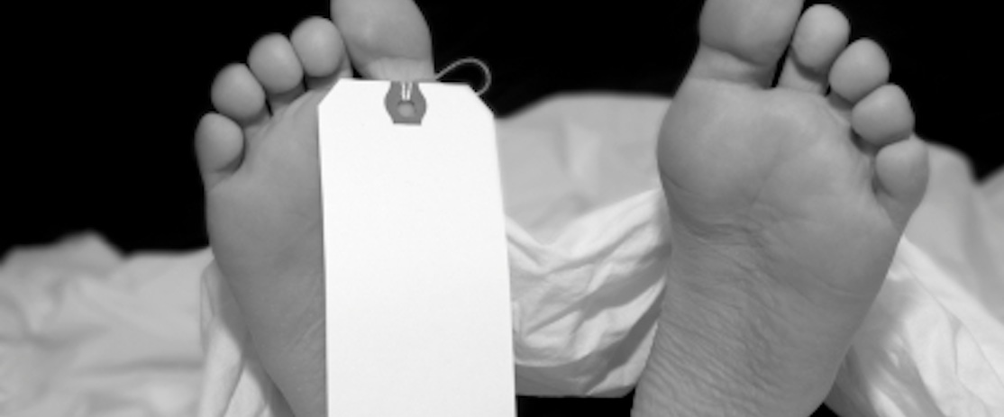 name tag on the toe of a deceased person